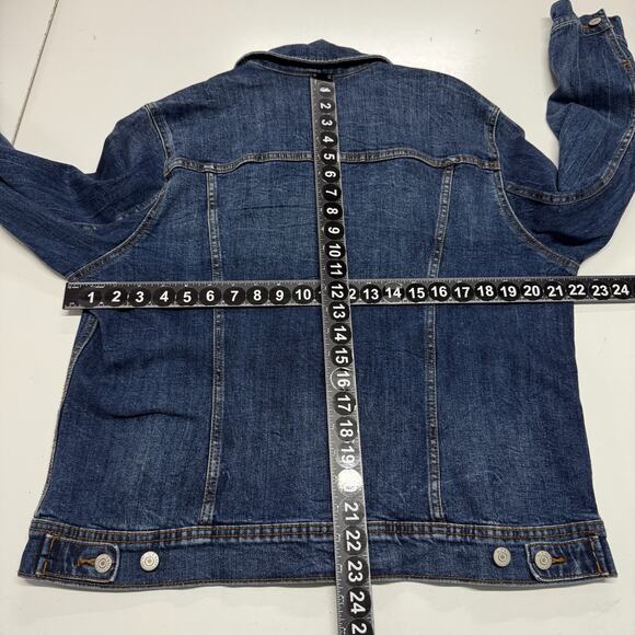 Old Navy Jacket Womens XL Blue Denim Jean Trucker Button Front Pockets Stretch - Picture 3 of 9